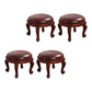 Mid-Century Modern Ottoman Genuine Leather Upholstered Nailhead Trim Round Ottoman Brown 4 Piece Set Clearhalo 'furn' 'furn_ottomans_poufs' 'Furniture' 'Living Room Furniture' 'Ottomans & Poufs' 'ottomans_poufs' 6592461