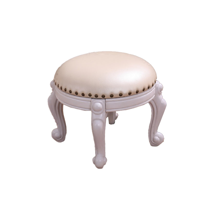 Mid-Century Modern Ottoman Genuine Leather Upholstered Nailhead Trim Round Ottoman Clearhalo 'furn' 'furn_ottomans_poufs' 'Furniture' 'Living Room Furniture' 'Ottomans & Poufs' 'ottomans_poufs' 6592464