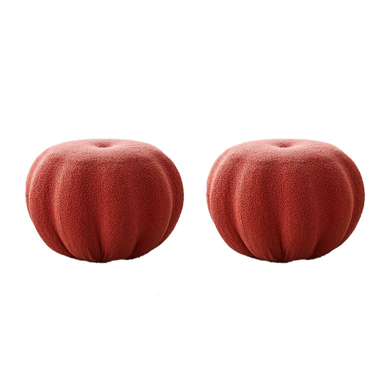 Modern Pouf Ottoman Velvet Upholstered Solid Color Pumpkin Shape Ottoman Red 2 Piece Set Clearhalo 'furn' 'furn_ottomans_poufs' 'Furniture' 'Living Room Furniture' 'Ottomans & Poufs' 'ottomans_poufs' 6592500
