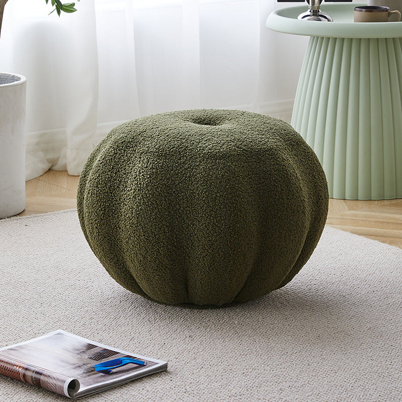 Modern Pouf Ottoman Velvet Upholstered Solid Color Pumpkin Shape Ottoman Green 1 Piece Clearhalo 'furn' 'furn_ottomans_poufs' 'Furniture' 'Living Room Furniture' 'Ottomans & Poufs' 'ottomans_poufs' 6592501
