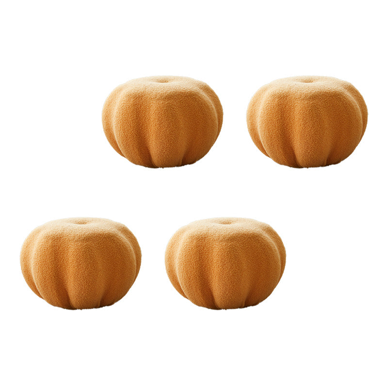 Modern Pouf Ottoman Velvet Upholstered Solid Color Pumpkin Shape Ottoman Yellow 4 Piece Set Clearhalo 'furn' 'furn_ottomans_poufs' 'Furniture' 'Living Room Furniture' 'Ottomans & Poufs' 'ottomans_poufs' 6592514