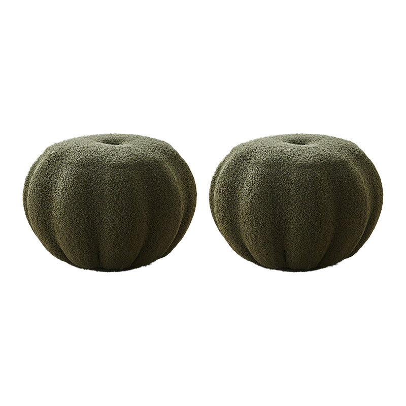Modern Pouf Ottoman Velvet Upholstered Solid Color Pumpkin Shape Ottoman Green 2 Piece Set Clearhalo 'furn' 'furn_ottomans_poufs' 'Furniture' 'Living Room Furniture' 'Ottomans & Poufs' 'ottomans_poufs' 6592516