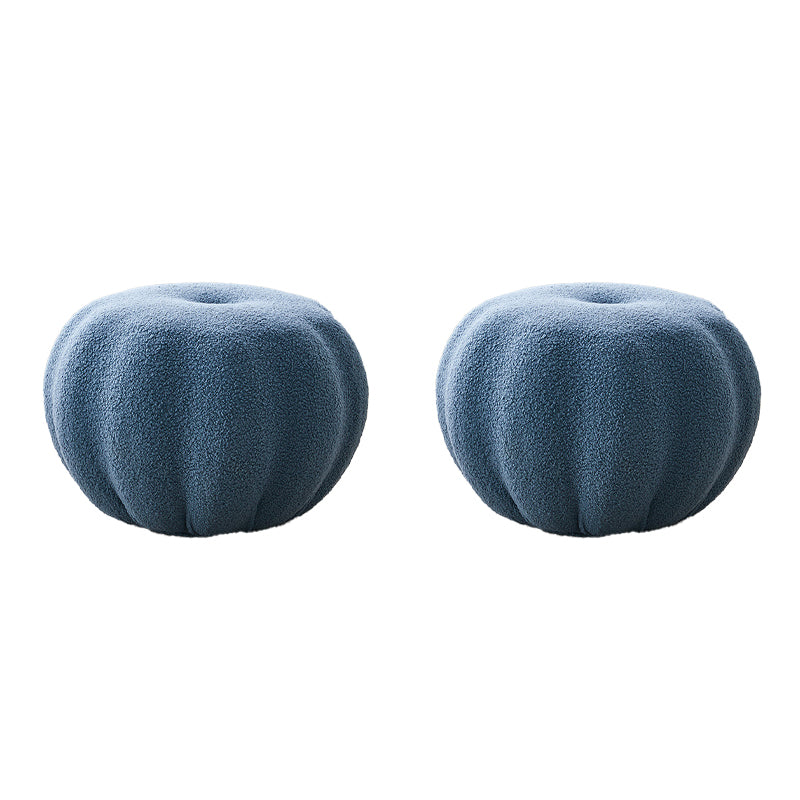 Modern Pouf Ottoman Velvet Upholstered Solid Color Pumpkin Shape Ottoman Blue 2 Piece Set Clearhalo 'furn' 'furn_ottomans_poufs' 'Furniture' 'Living Room Furniture' 'Ottomans & Poufs' 'ottomans_poufs' 6592519