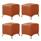 Glam Ottoman Genuine Leather Upholstered Diamond Lattice Square Ottoman with Metal Legs Orange 4 Piece Set Clearhalo 'furn' 'furn_ottomans_poufs' 'Furniture' 'Living Room Furniture' 'Ottomans & Poufs' 'ottomans_poufs' 6592536