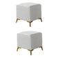 Glam Ottoman Genuine Leather Upholstered Diamond Lattice Square Ottoman with Metal Legs Beige 2 Piece Set Clearhalo 'furn' 'furn_ottomans_poufs' 'Furniture' 'Living Room Furniture' 'Ottomans & Poufs' 'ottomans_poufs' 6592538