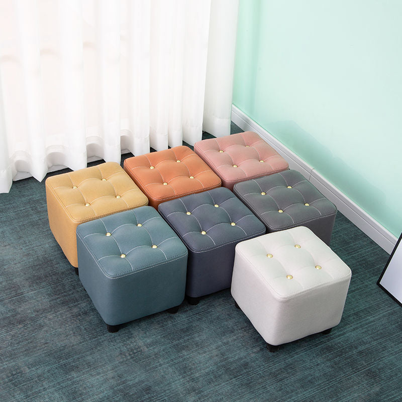Tufted Ottoman Whole Colored Fabric Water Resistant Square Modern Ottoman