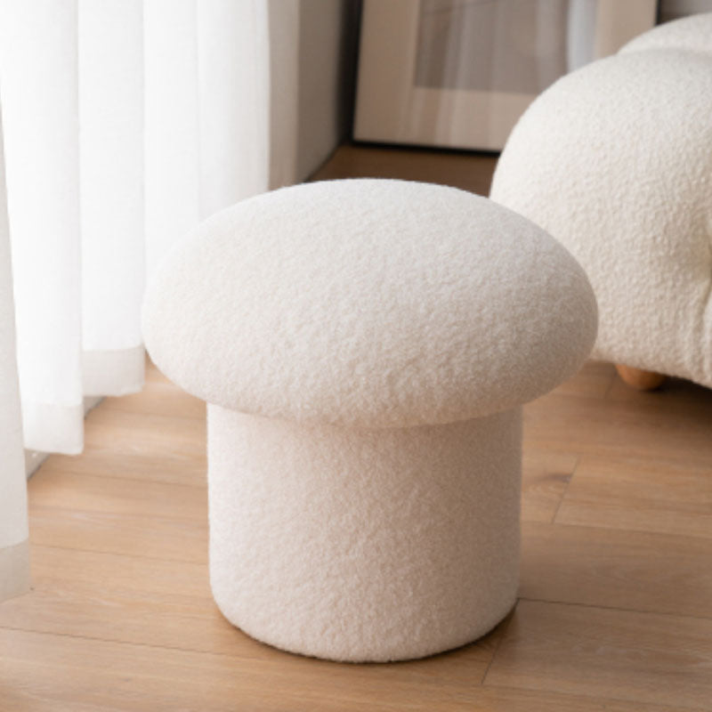 Plain Pouf Mushroom Shaped Sherpa Fade Resistant Upholstered Pouf Ottoman White 1 Piece Clearhalo 'furn' 'furn_ottomans_poufs' 'Furniture' 'Living Room Furniture' 'Ottomans & Poufs' 'ottomans_poufs' 6592595