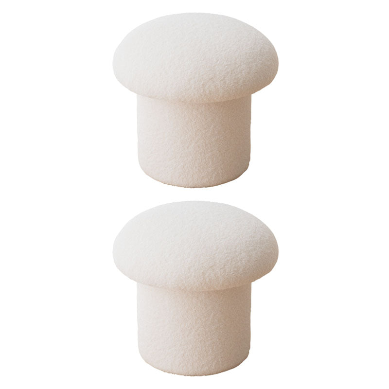 Plain Pouf Mushroom Shaped Sherpa Fade Resistant Upholstered Pouf Ottoman White 2 Piece Set Clearhalo 'furn' 'furn_ottomans_poufs' 'Furniture' 'Living Room Furniture' 'Ottomans & Poufs' 'ottomans_poufs' 6592609
