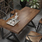 Industrial Rectangle Dining Table Pine Solid Wood Top Dining Table with Double Pedestal