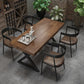 Industrial Rectangle Dining Table Pine Solid Wood Top Dining Table with Double Pedestal