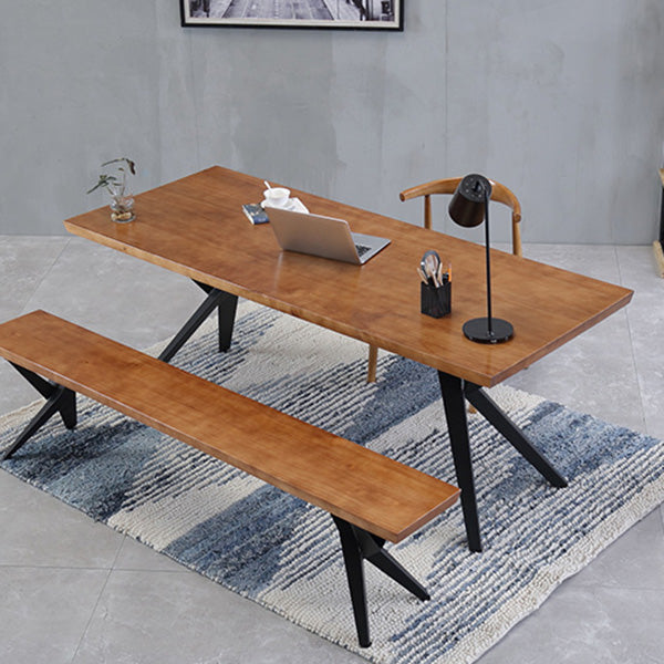 Industrial Rectangle Dining Table Wooden Table with Metal Legs for Home Use 63"L x 27.6"W x 29.5"H Without Chairs Clearhalo 'Dining Tables & Seating' 'Dining Tables' 'dining_table' 'furn' 'furn_dining_table' 'Furniture' 'Kitchen & Dining Furniture' 6592667