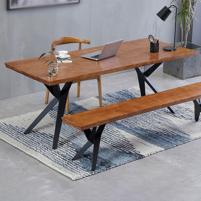 Industrial Rectangle Dining Table Wooden Table with Metal Legs for Home Use 70.9"L x 31.5"W x 29.5"H Without Chairs Clearhalo 'Dining Tables & Seating' 'Dining Tables' 'dining_table' 'furn' 'furn_dining_table' 'Furniture' 'Kitchen & Dining Furniture' 6592669