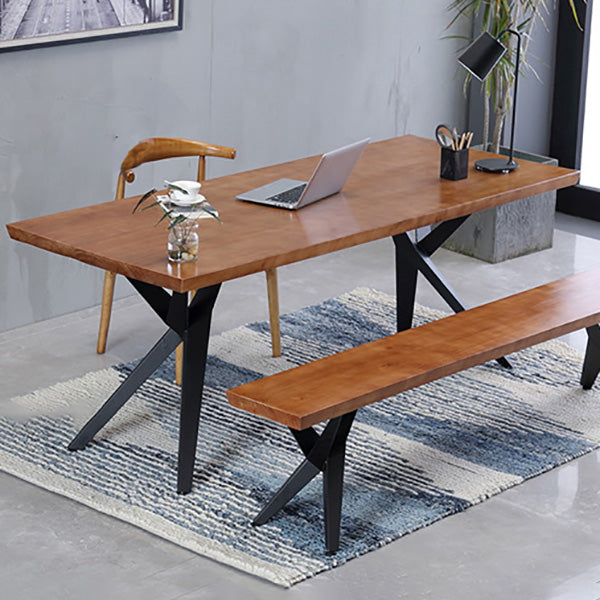 Industrial Rectangle Dining Table Wooden Table with Metal Legs for Home Use 78.7"L x 31.5"W x 29.5"H Without Chairs Clearhalo 'Dining Tables & Seating' 'Dining Tables' 'dining_table' 'furn' 'furn_dining_table' 'Furniture' 'Kitchen & Dining Furniture' 6592670