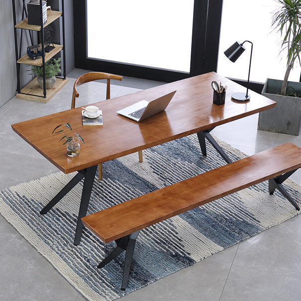 Industrial Rectangle Dining Table Wooden Table with Metal Legs for Home Use Clearhalo 'Dining Tables & Seating' 'Dining Tables' 'dining_table' 'furn' 'furn_dining_table' 'Furniture' 'Kitchen & Dining Furniture' 6592677