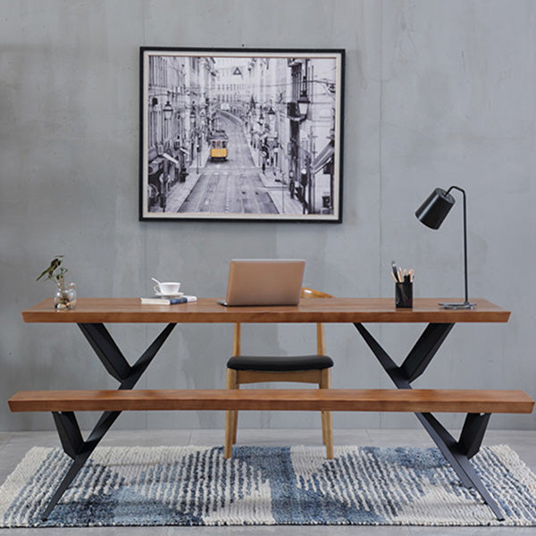 Industrial Rectangle Dining Table Wooden Table with Metal Legs for Home Use Clearhalo 'Dining Tables & Seating' 'Dining Tables' 'dining_table' 'furn' 'furn_dining_table' 'Furniture' 'Kitchen & Dining Furniture' 6592678