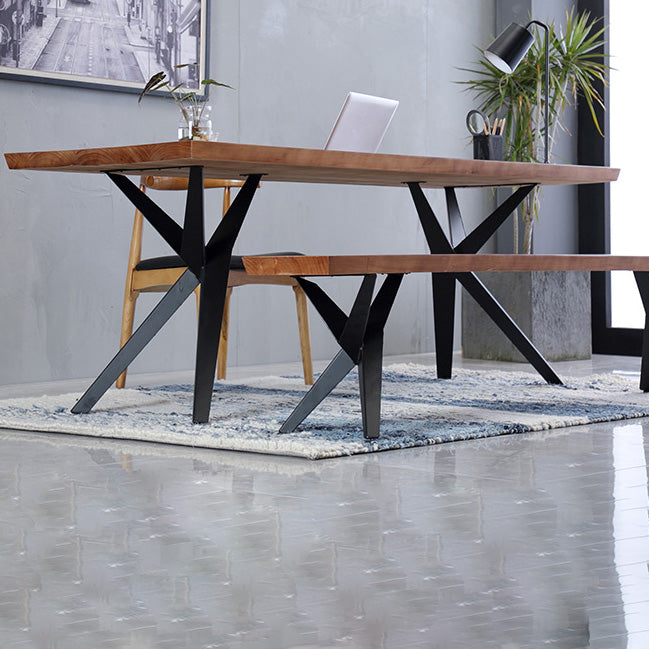 Industrial Rectangle Dining Table Wooden Table with Metal Legs for Home Use Clearhalo 'Dining Tables & Seating' 'Dining Tables' 'dining_table' 'furn' 'furn_dining_table' 'Furniture' 'Kitchen & Dining Furniture' 6592679