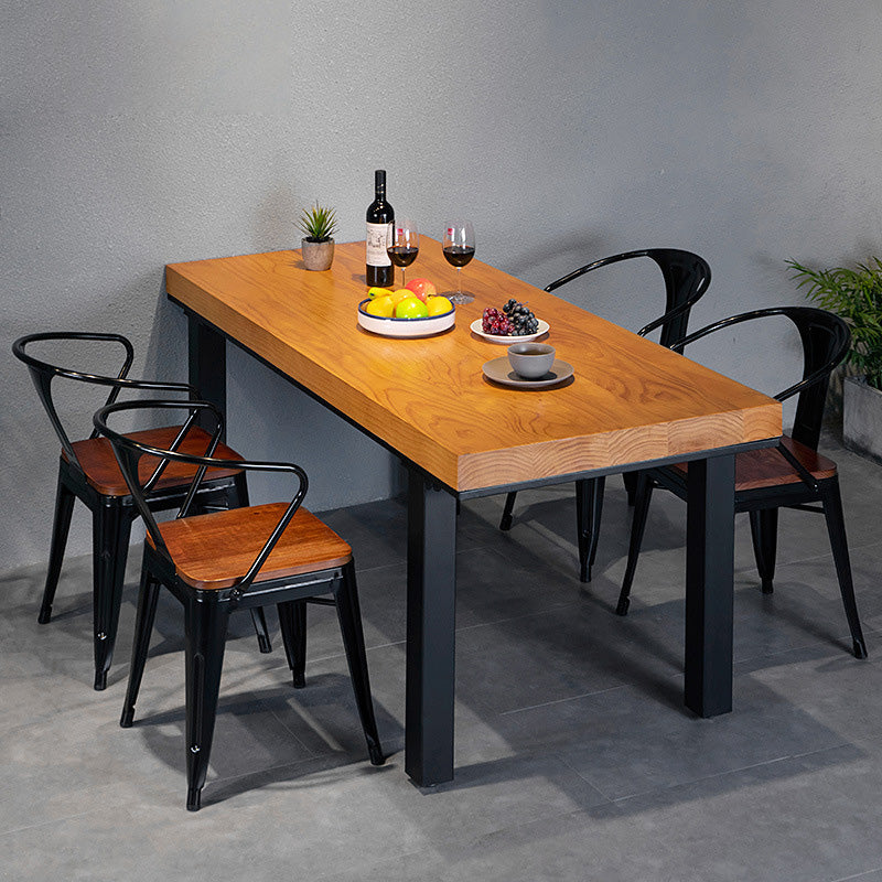 Rectangle Solid Wood Top Dining Table Industrial Iron Legs Dining Table 55.1"L x 27.6"W x 29.5"H Without Chairs Clearhalo 'Dining Tables & Seating' 'Dining Tables' 'dining_table' 'furn' 'furn_dining_table' 'Furniture' 'Kitchen & Dining Furniture' 6592687