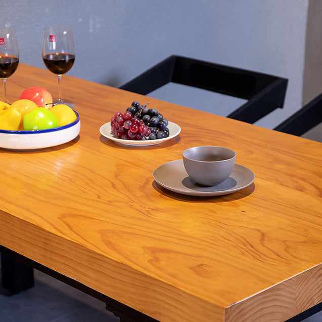 Rectangle Solid Wood Top Dining Table Industrial Iron Legs Dining Table Clearhalo 'Dining Tables & Seating' 'Dining Tables' 'dining_table' 'furn' 'furn_dining_table' 'Furniture' 'Kitchen & Dining Furniture' 6592689