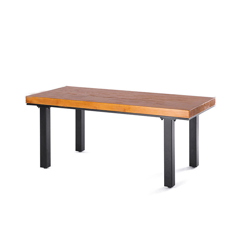 Rectangle Solid Wood Top Dining Table Industrial Iron Legs Dining Table Without Chairs Clearhalo 'Dining Tables & Seating' 'Dining Tables' 'dining_table' 'furn' 'furn_dining_table' 'Furniture' 'Kitchen & Dining Furniture' 6592690