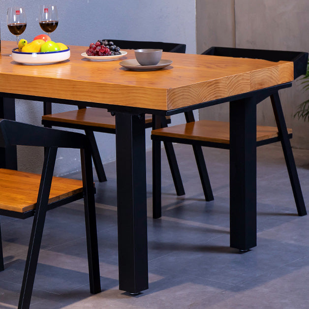 Rectangle Solid Wood Top Dining Table Industrial Iron Legs Dining Table Clearhalo 'Dining Tables & Seating' 'Dining Tables' 'dining_table' 'furn' 'furn_dining_table' 'Furniture' 'Kitchen & Dining Furniture' 6592691