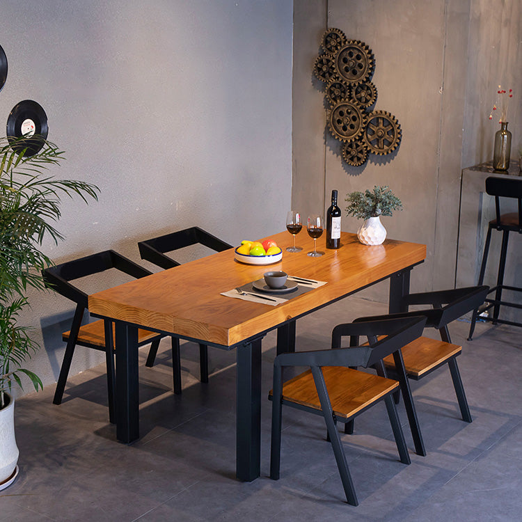 Rectangle Solid Wood Top Dining Table Industrial Iron Legs Dining Table Clearhalo 'Dining Tables & Seating' 'Dining Tables' 'dining_table' 'furn' 'furn_dining_table' 'Furniture' 'Kitchen & Dining Furniture' 6592695