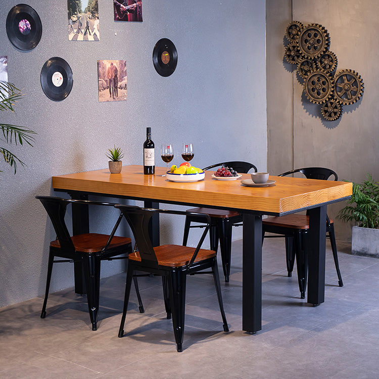 Rectangle Solid Wood Top Dining Table Industrial Iron Legs Dining Table Clearhalo 'Dining Tables & Seating' 'Dining Tables' 'dining_table' 'furn' 'furn_dining_table' 'Furniture' 'Kitchen & Dining Furniture' 6592696