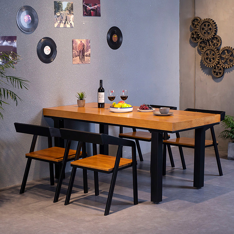 Rectangle Solid Wood Top Dining Table Industrial Iron Legs Dining Table Clearhalo 'Dining Tables & Seating' 'Dining Tables' 'dining_table' 'furn' 'furn_dining_table' 'Furniture' 'Kitchen & Dining Furniture' 6592697