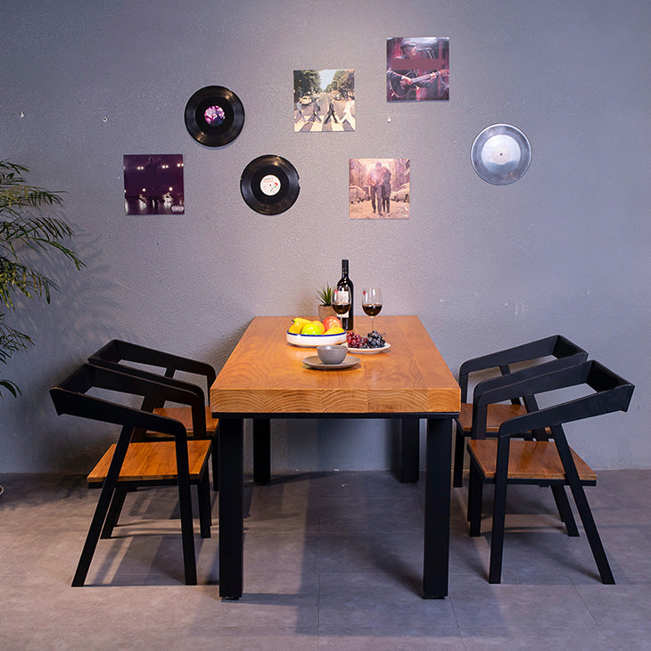 Rectangle Solid Wood Top Dining Table Industrial Iron Legs Dining Table Clearhalo 'Dining Tables & Seating' 'Dining Tables' 'dining_table' 'furn' 'furn_dining_table' 'Furniture' 'Kitchen & Dining Furniture' 6592698