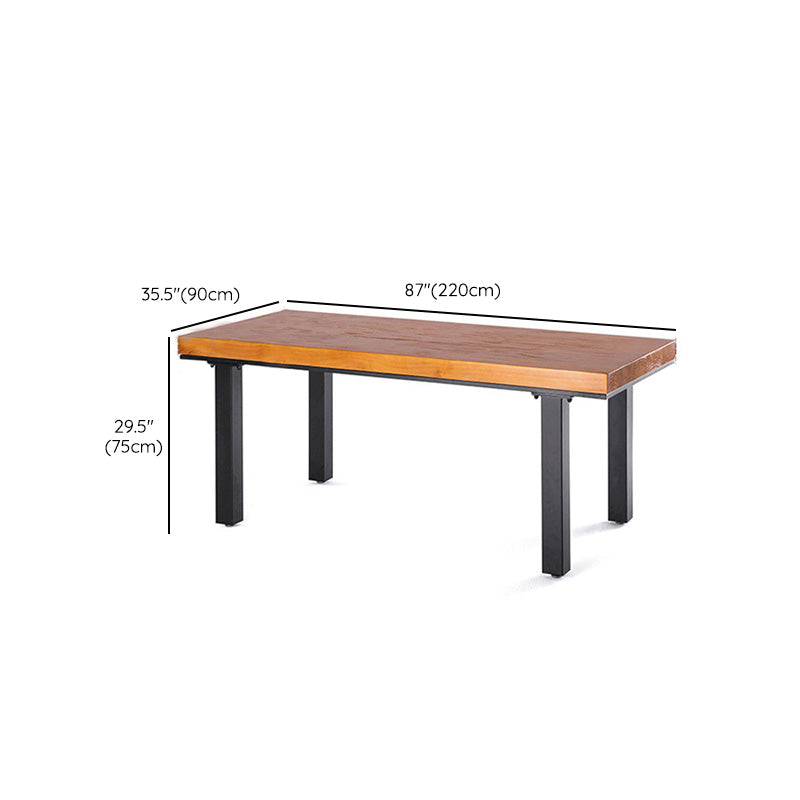 Rectangle Solid Wood Top Dining Table Industrial Iron Legs Dining Table Clearhalo 'Dining Tables & Seating' 'Dining Tables' 'dining_table' 'furn' 'furn_dining_table' 'Furniture' 'Kitchen & Dining Furniture' 6592703