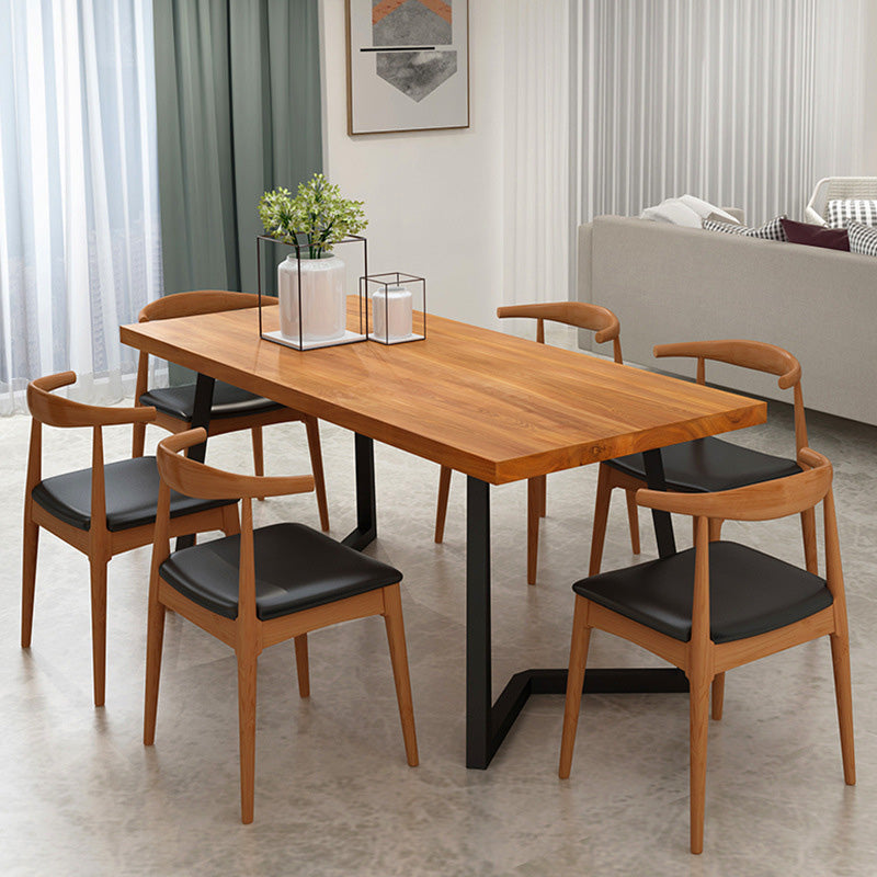 Industrial Rectangle Dining Table Wooden Table with Metal Legs for Home 63"L x 27.6"W x 29.5"H Without Chairs Clearhalo 'Dining Tables & Seating' 'Dining Tables' 'dining_table' 'furn' 'furn_dining_table' 'Furniture' 'Kitchen & Dining Furniture' 6592740