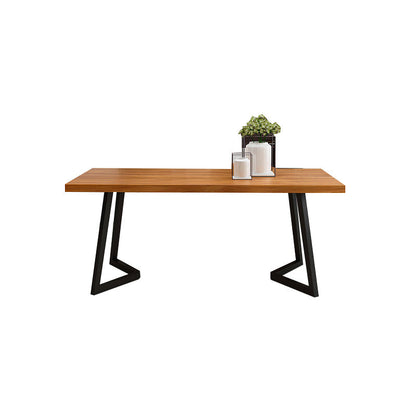 Industrial Rectangle Dining Table Wooden Table with Metal Legs for Home Without Chairs Clearhalo 'Dining Tables & Seating' 'Dining Tables' 'dining_table' 'furn' 'furn_dining_table' 'Furniture' 'Kitchen & Dining Furniture' 6592741