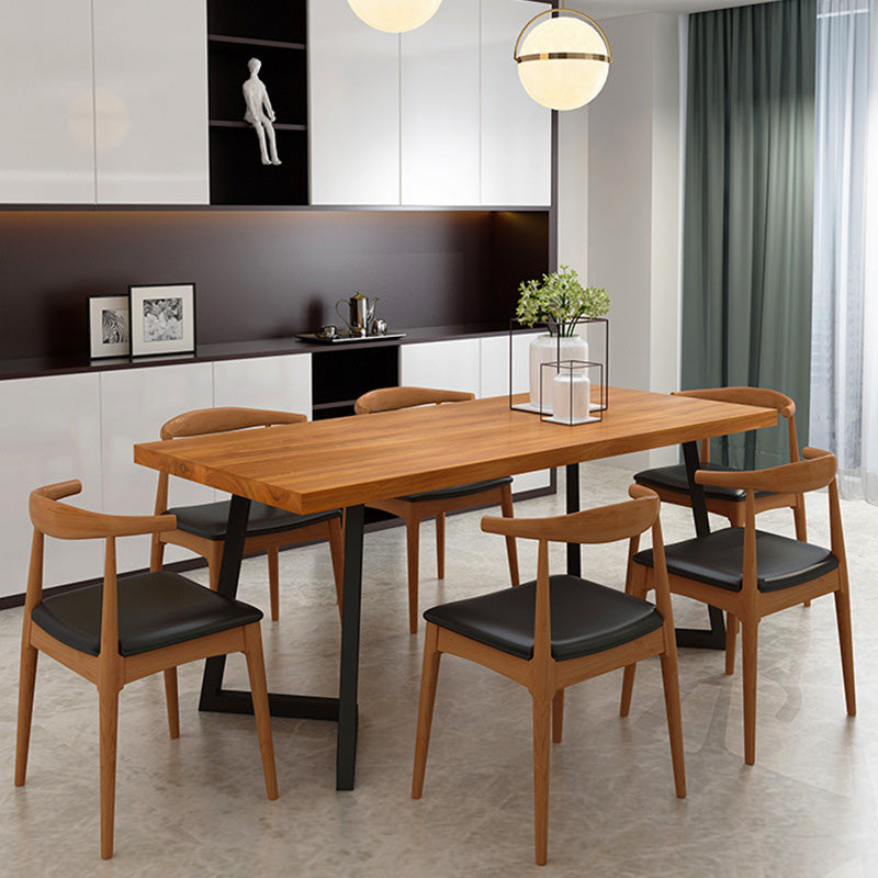 Industrial Rectangle Dining Table Wooden Table with Metal Legs for Home 70.9"L x 31.5"W x 29.5"H Without Chairs Clearhalo 'Dining Tables & Seating' 'Dining Tables' 'dining_table' 'furn' 'furn_dining_table' 'Furniture' 'Kitchen & Dining Furniture' 6592742