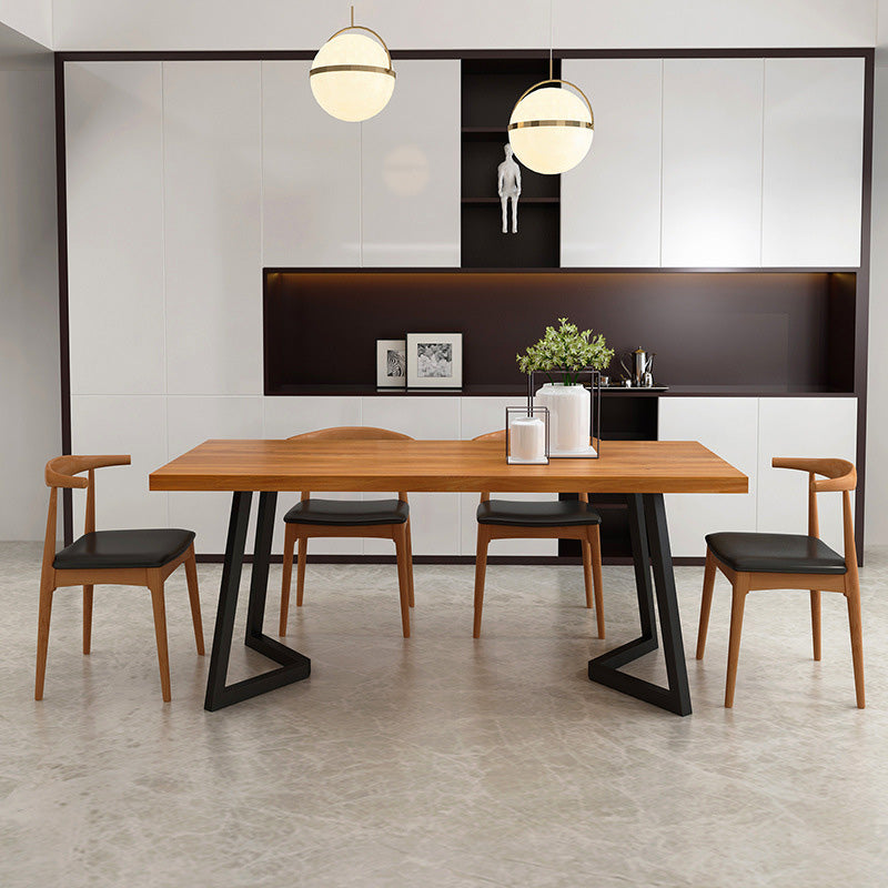 Industrial Rectangle Dining Table Wooden Table with Metal Legs for Home 55.1"L x 27.6"W x 29.5"H Without Chairs Clearhalo 'Dining Tables & Seating' 'Dining Tables' 'dining_table' 'furn' 'furn_dining_table' 'Furniture' 'Kitchen & Dining Furniture' 6592743