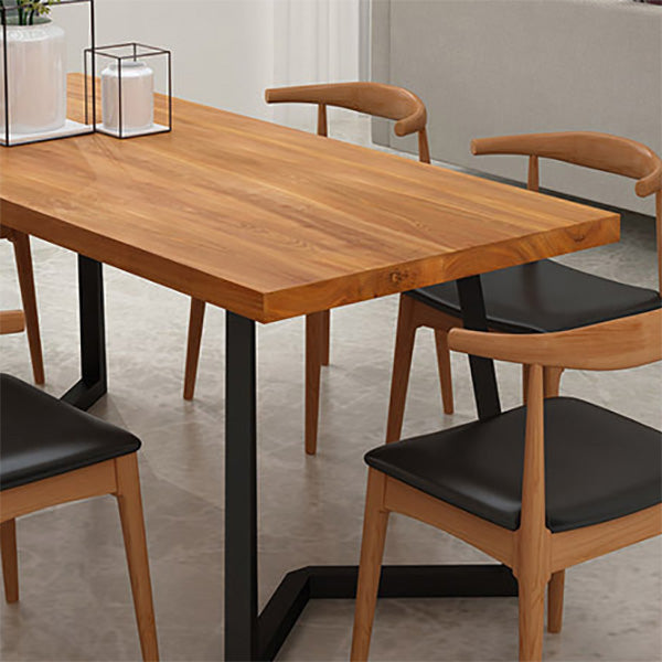 Industrial Rectangle Dining Table Wooden Table with Metal Legs for Home Clearhalo 'Dining Tables & Seating' 'Dining Tables' 'dining_table' 'furn' 'furn_dining_table' 'Furniture' 'Kitchen & Dining Furniture' 6592746