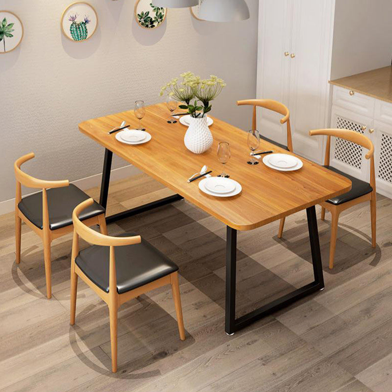 Industrial Rectangle Dining Table Wooden Table with Metal Legs for Kitchen 63"L x 27.6"W x 29.5"H Without Chairs Clearhalo 'Dining Tables & Seating' 'Dining Tables' 'dining_table' 'furn' 'furn_dining_table' 'Furniture' 'Kitchen & Dining Furniture' 6592754