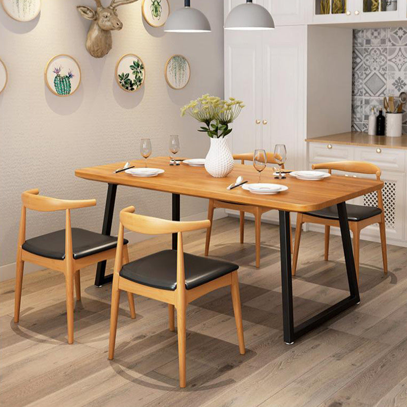Industrial Rectangle Dining Table Wooden Table with Metal Legs for Kitchen 55.1"L x 27.6"W x 29.5"H Without Chairs Clearhalo 'Dining Tables & Seating' 'Dining Tables' 'dining_table' 'furn' 'furn_dining_table' 'Furniture' 'Kitchen & Dining Furniture' 6592756