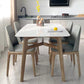 Mid-Century Dining Table with Brown Wood Frame Stone Top Dinette Table 55.1"L x 31.5"W x 29.5"H Without Chairs Clearhalo 'Dining Tables & Seating' 'Dining Tables' 'dining_table' 'furn' 'furn_dining_table' 'Furniture' 'Kitchen & Dining Furniture' 6592769