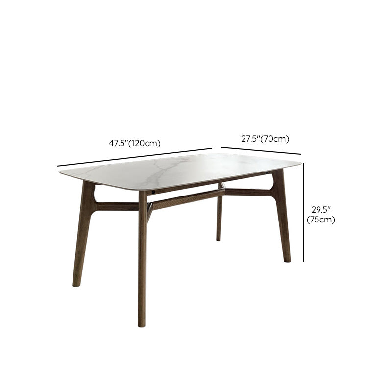 Mid-Century Dining Table with Brown Wood Frame Stone Top Dinette Table Clearhalo 'Dining Tables & Seating' 'Dining Tables' 'dining_table' 'furn' 'furn_dining_table' 'Furniture' 'Kitchen & Dining Furniture' 6592780