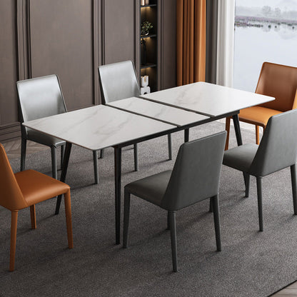 Rectangle Extendable Dining Table Modern Stone Top Dining Table 51.2"L x 31.5"W x 29.5"H Without Chairs Clearhalo 'Dining Tables & Seating' 'Dining Tables' 'dining_table' 'furn' 'furn_dining_table' 'Furniture' 'Kitchen & Dining Furniture' 6592783