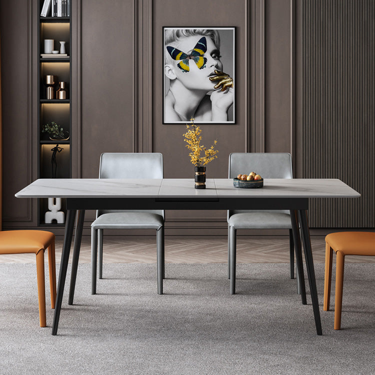 Rectangle Extendable Dining Table Modern Stone Top Dining Table 59.1"L x 31.5"W x 29.5"H Without Chairs Clearhalo 'Dining Tables & Seating' 'Dining Tables' 'dining_table' 'furn' 'furn_dining_table' 'Furniture' 'Kitchen & Dining Furniture' 6592785