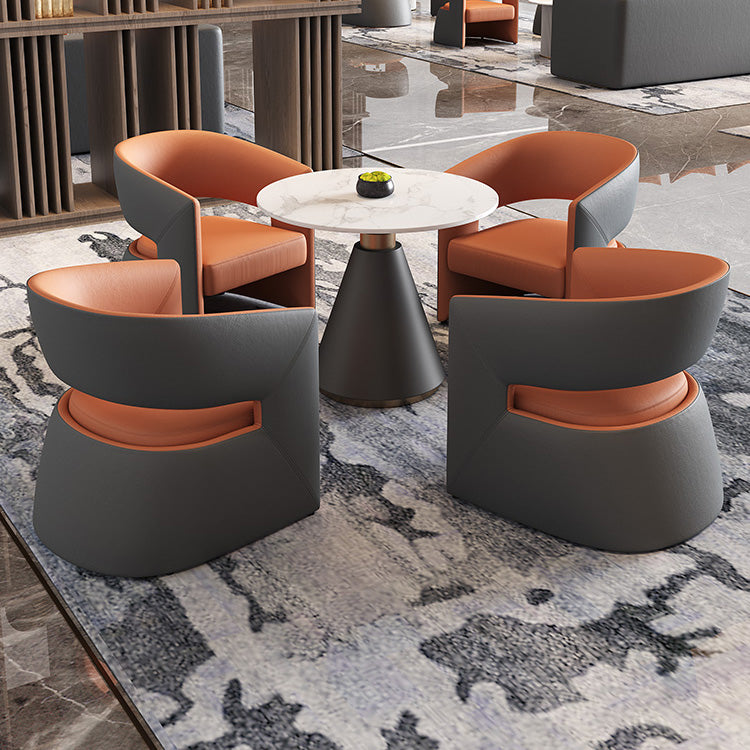 Modern Round Dining Table for Kitchen Metal Pedestal Base Table 23.6"L x 23.6"W x 29.5"H Without Chairs Clearhalo 'Dining Tables & Seating' 'Dining Tables' 'dining_table' 'furn' 'furn_dining_table' 'Furniture' 'Kitchen & Dining Furniture' 6592795