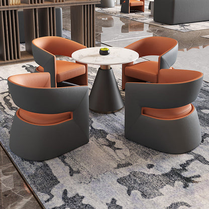 Modern Round Dining Table for Kitchen Metal Pedestal Base Table 23.6"L x 23.6"W x 29.5"H Without Chairs Clearhalo 'Dining Tables & Seating' 'Dining Tables' 'dining_table' 'furn' 'furn_dining_table' 'Furniture' 'Kitchen & Dining Furniture' 6592795