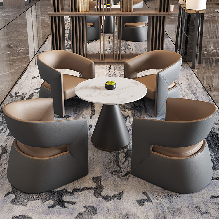 Modern Round Dining Table for Kitchen Metal Pedestal Base Table 27.6"L x 27.6"W x 29.5"H Without Chairs Clearhalo 'Dining Tables & Seating' 'Dining Tables' 'dining_table' 'furn' 'furn_dining_table' 'Furniture' 'Kitchen & Dining Furniture' 6592796