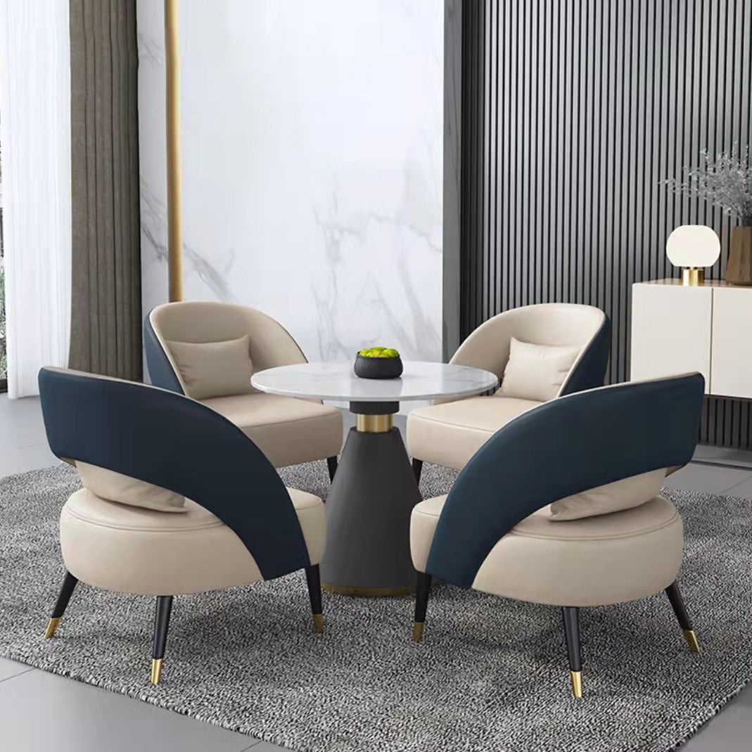Modern Round Dining Table for Kitchen Metal Pedestal Base Table 31.5"L x 31.5"W x 29.5"H Without Chairs Clearhalo 'Dining Tables & Seating' 'Dining Tables' 'dining_table' 'furn' 'furn_dining_table' 'Furniture' 'Kitchen & Dining Furniture' 6592797