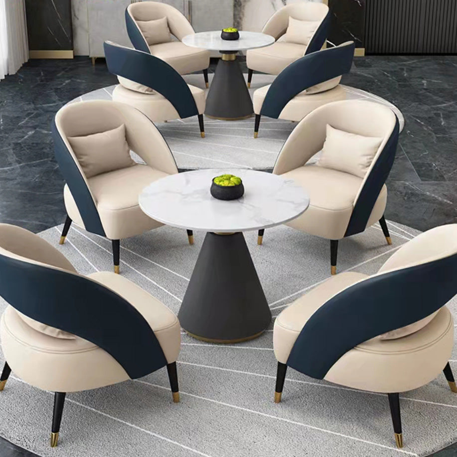 Modern Round Dining Table for Kitchen Metal Pedestal Base Table Clearhalo 'Dining Tables & Seating' 'Dining Tables' 'dining_table' 'furn' 'furn_dining_table' 'Furniture' 'Kitchen & Dining Furniture' 6592801