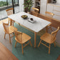 Rectangle Stone Dining Table Rubberwood Solid Wood Legs Dining Table