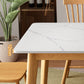 Rectangle Stone Dining Table Rubberwood Solid Wood Legs Dining Table