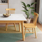 Rectangle Stone Dining Table Rubberwood Solid Wood Legs Dining Table