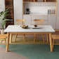 Rectangle Stone Dining Table Rubberwood Solid Wood Legs Dining Table