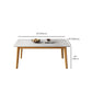 Rectangle Stone Dining Table Rubberwood Solid Wood Legs Dining Table
